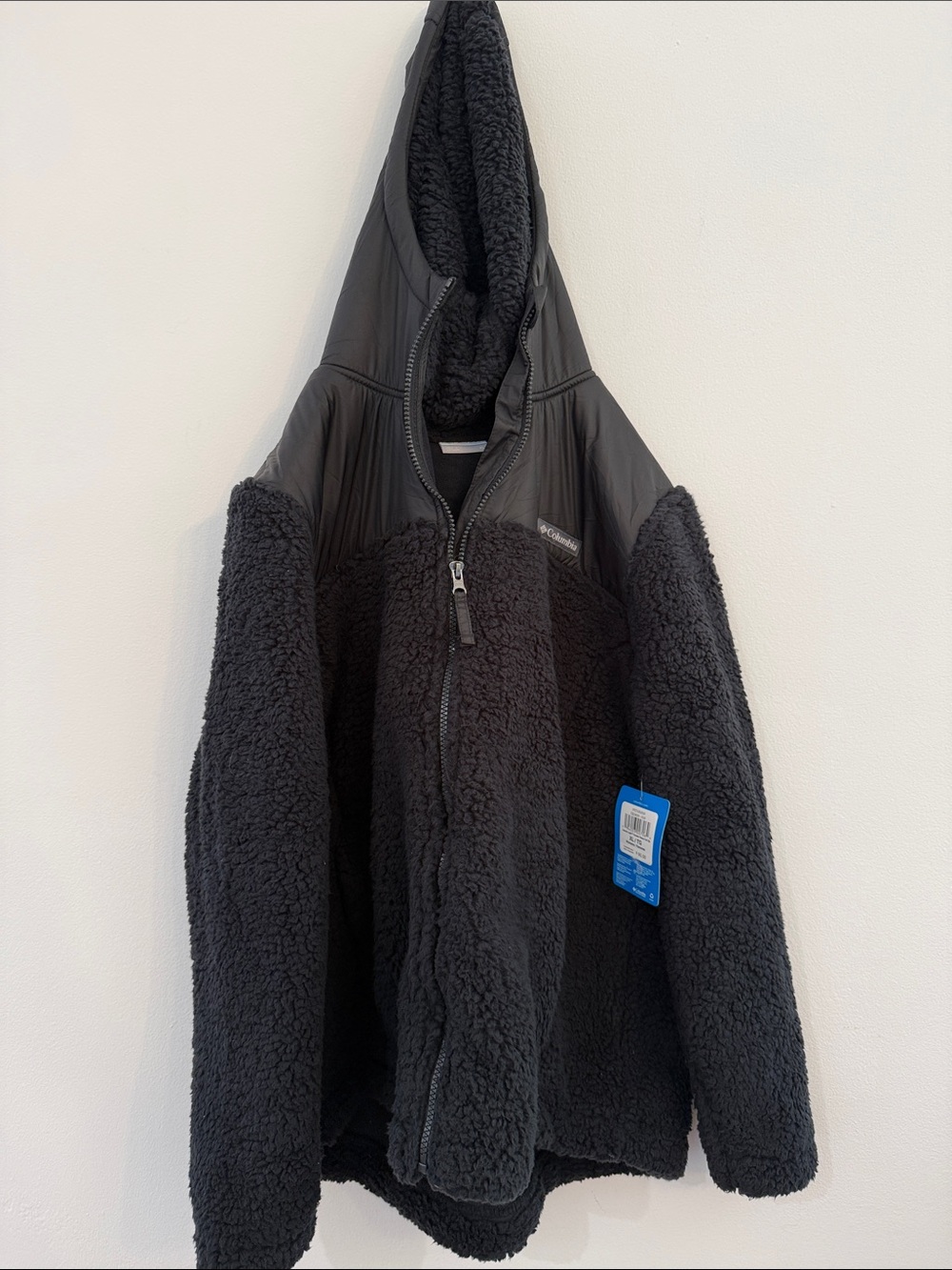 Columbia Black Sherpa Teddy Jacket with Hood (Xl Fits Like Medium)